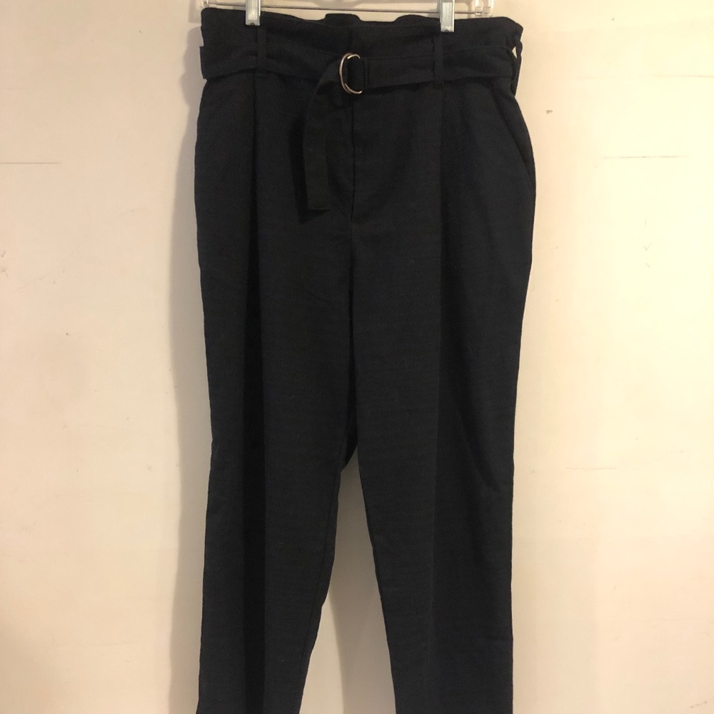 Hollister Soft flannel high waisted belted pant dark blue & black